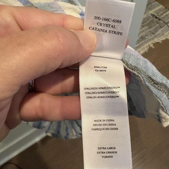 Rails Dress Womens XL Blue Purple Catania Stripe Crystal Smocked Ruffle Boho - Picture 15 of 16